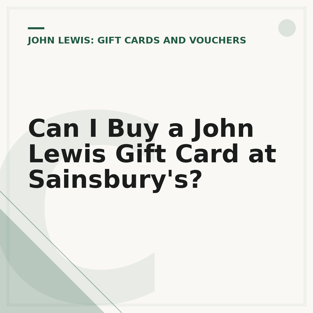 Can I Buy a John Lewis Gift Card at Sainsbury's?