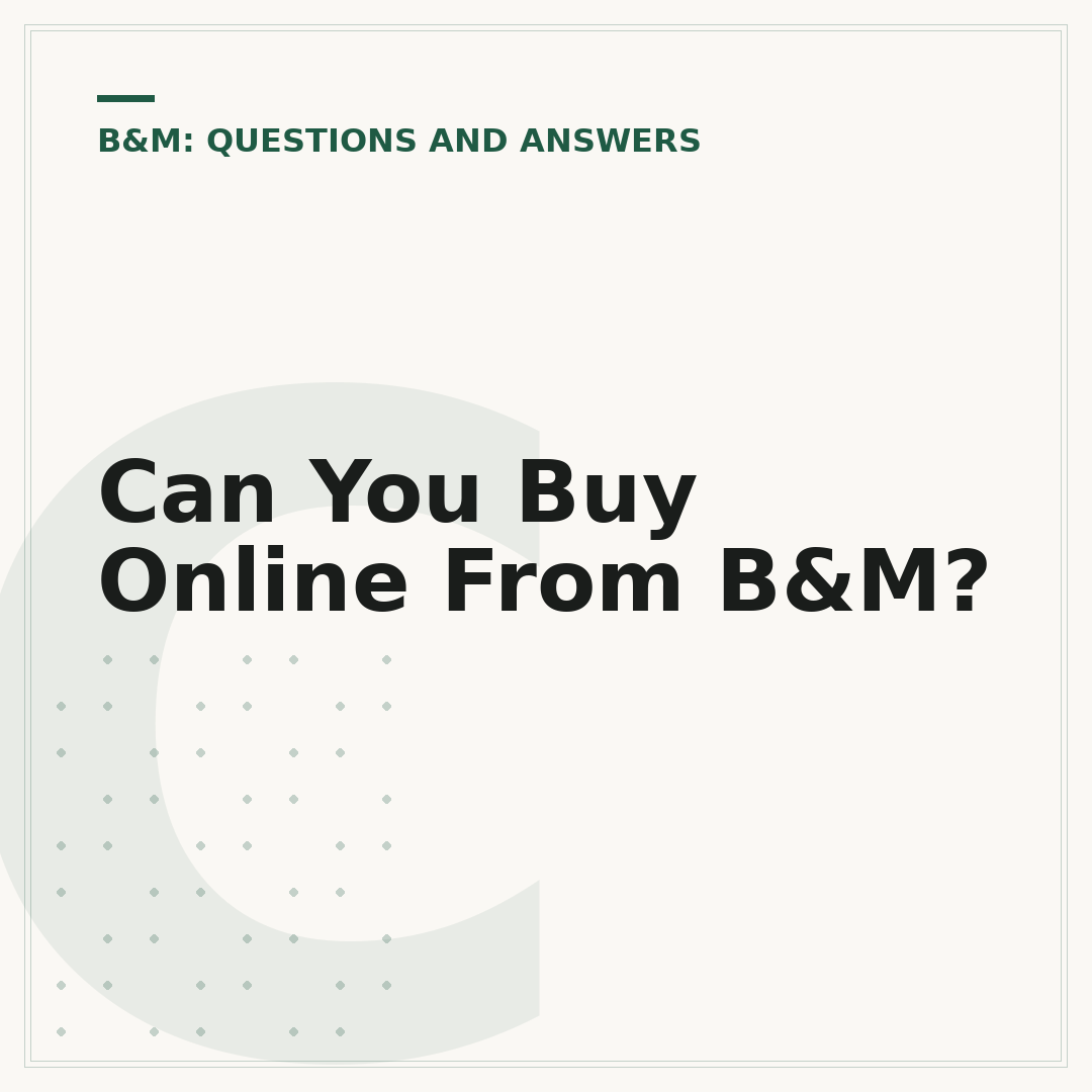 Can You Buy Online From B&M?