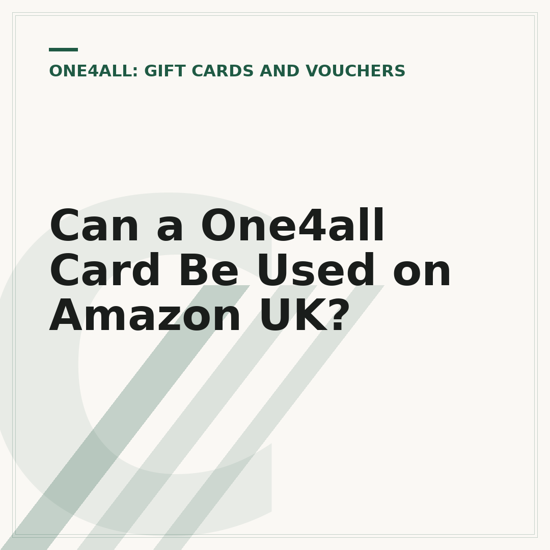 Can a One4all Card Be Used on Amazon UK?