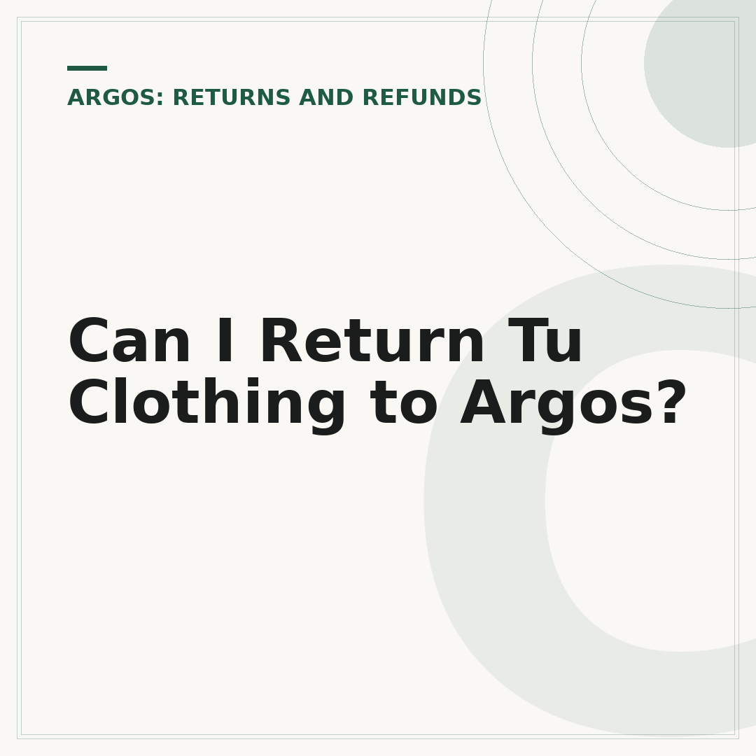 Can I Return Tu Clothing to Argos?