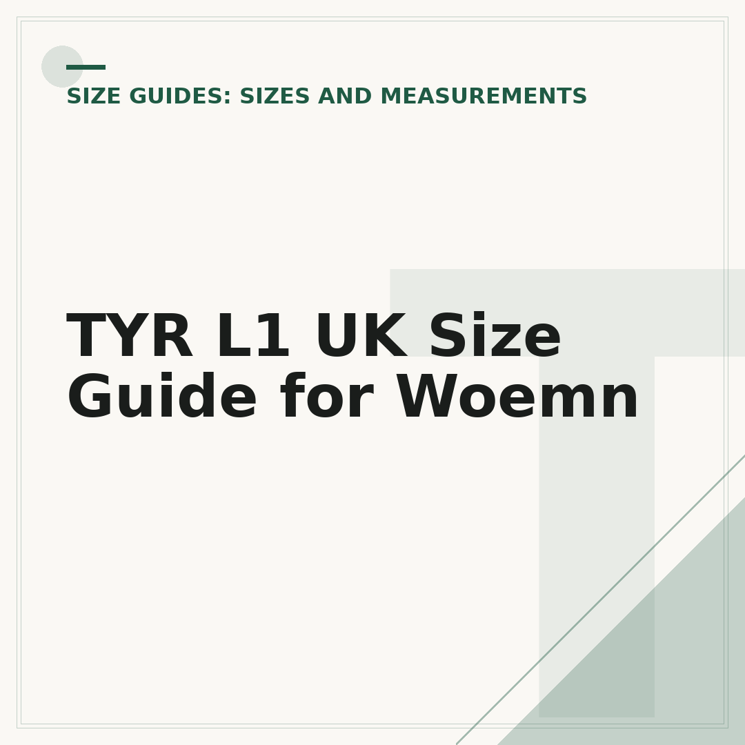 TYR L1 UK Size Guide for Woemn