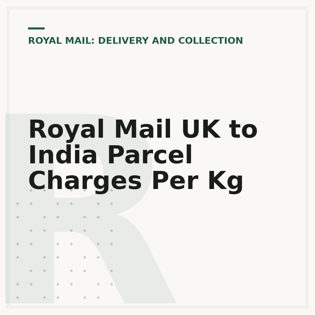 Royal Mail UK to India Parcel Charges Per Kg